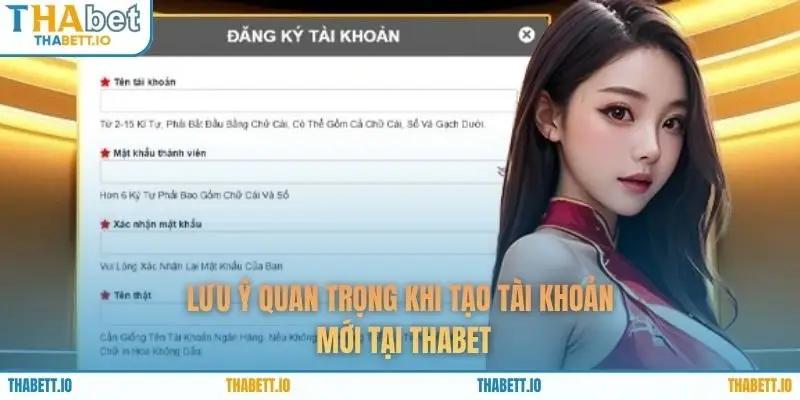 Lưu ý quan trọng khi tạo tài khoản mới tại THABET